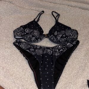Black Paisley Women's Bikini Set
